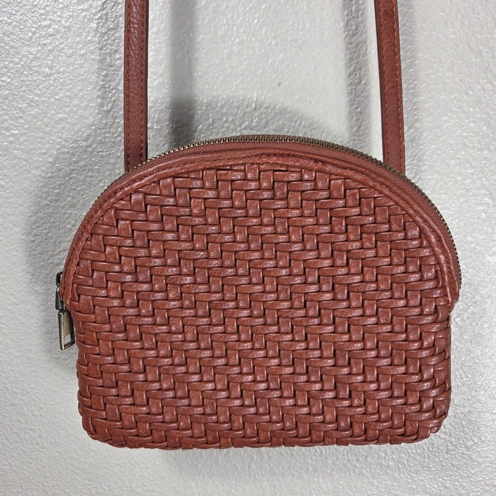 Antik Kraft Woven Leather Crossbody‎ Bag Cognac Brown Boho Shoulder Purse